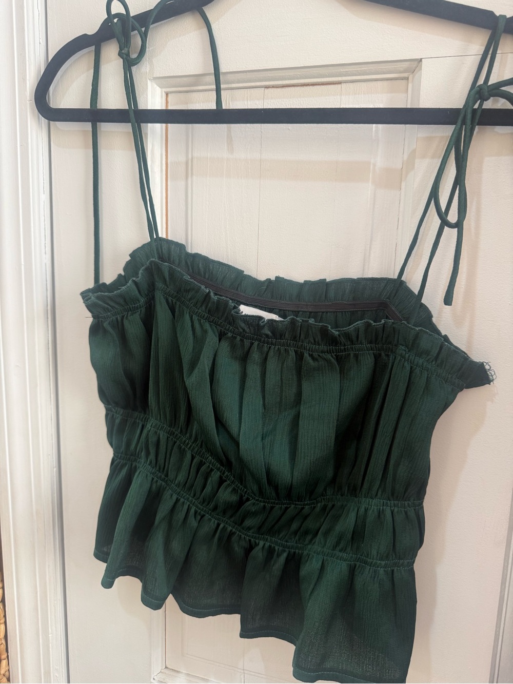 Princess Polly Dark Green Ruffled Tie-Strap Cami